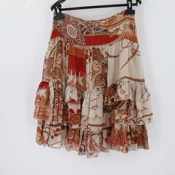 Vintage Blumarine Skirt Womens EU 40 Silk Floral Ruffle Flare Made in Italy - Picture 4 of 10
